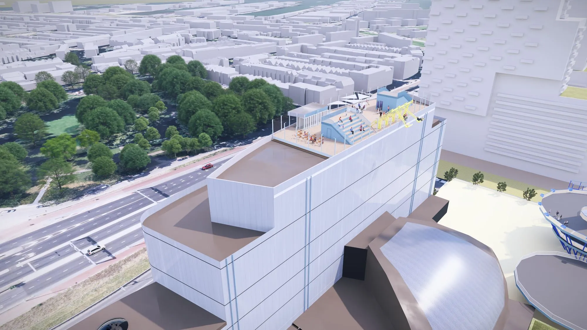 Impressie van R’DAM LOOKOUT boven op ZUIDYARD