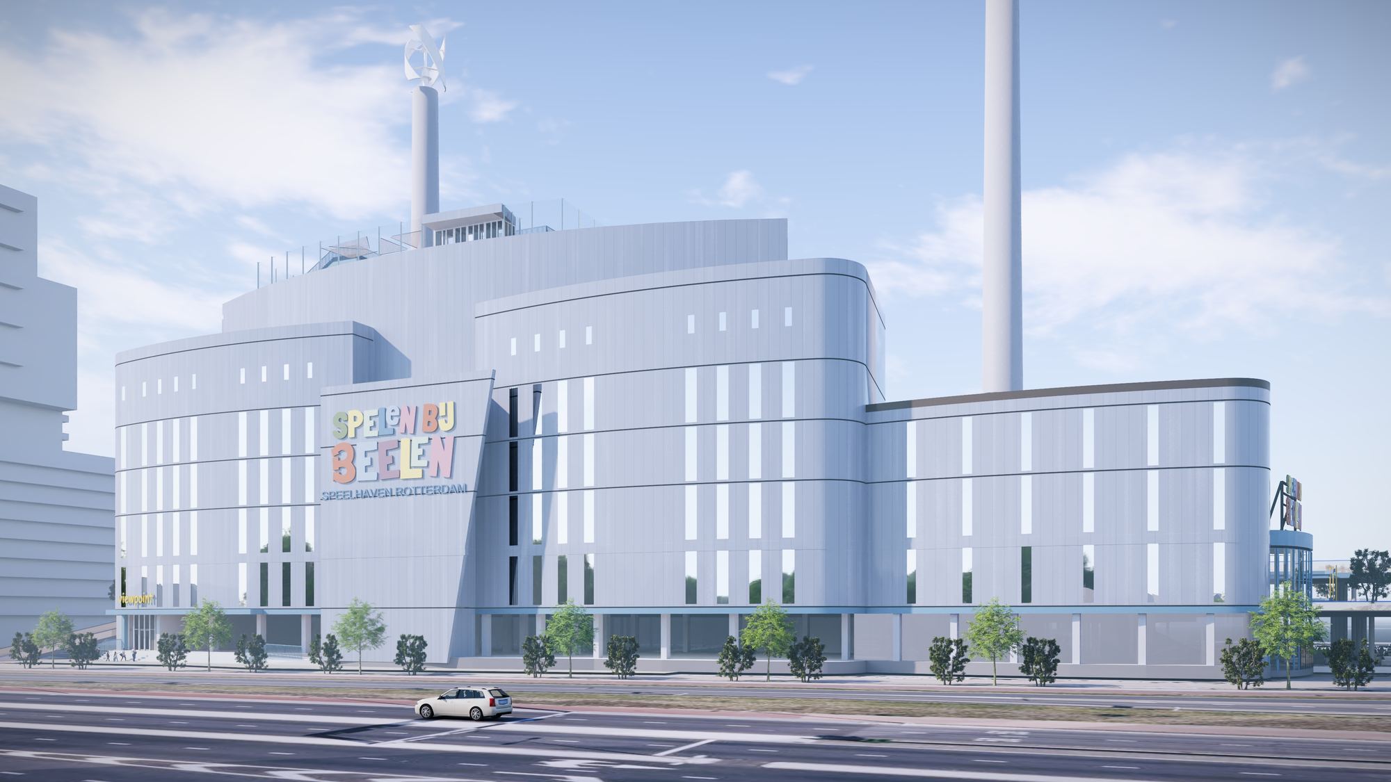Impressie van een gebouw en het buitenterrein op ZUIDYARD